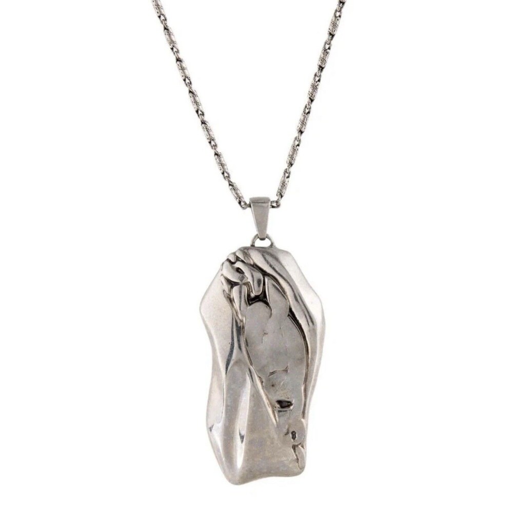 Alexander McQueen Molten Chain Brass Pendant Necklace ~ Silver Retail: $590